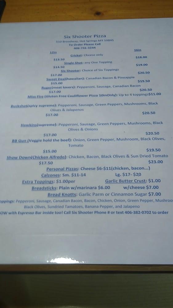 Six Shooter Pizza and S.G2 Espresso Menu image 3