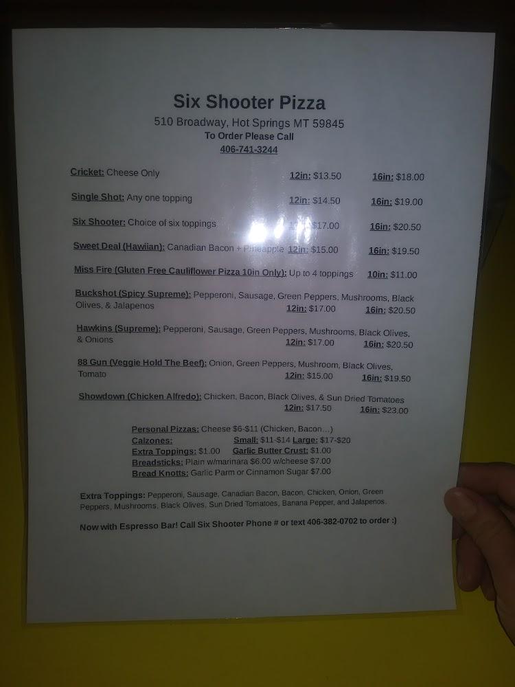 Six Shooter Pizza and S.G2 Espresso Menu image 4